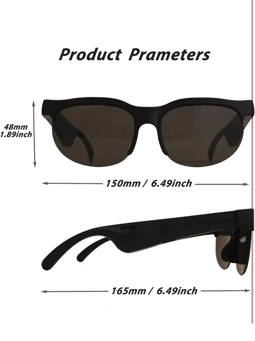 Wireless Smart Sunglasses in Black - Bluetooth Audio & Calls